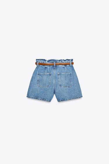HIGH-WAIST Z1975 PAPERBAG DENIM BERMUDA SHORTS - Mid-blue by Zara - Image 3