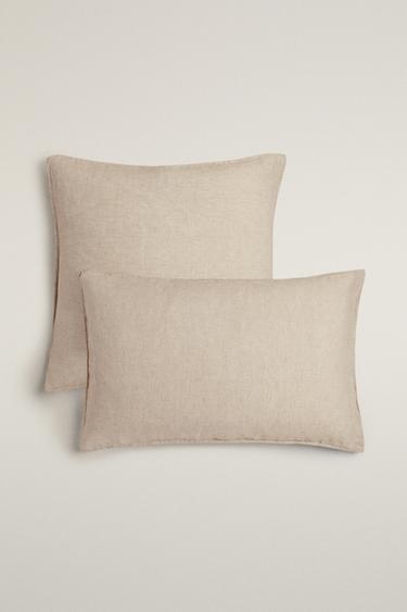 WASHED LINEN PILLOWCASE (160 GxM²) - Light beige by Zara - Image 0