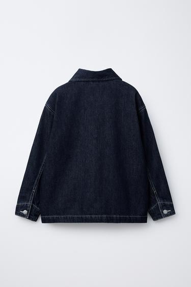 DENIM JACKET WITH LABEL - Navy blue by Zara - Image 1