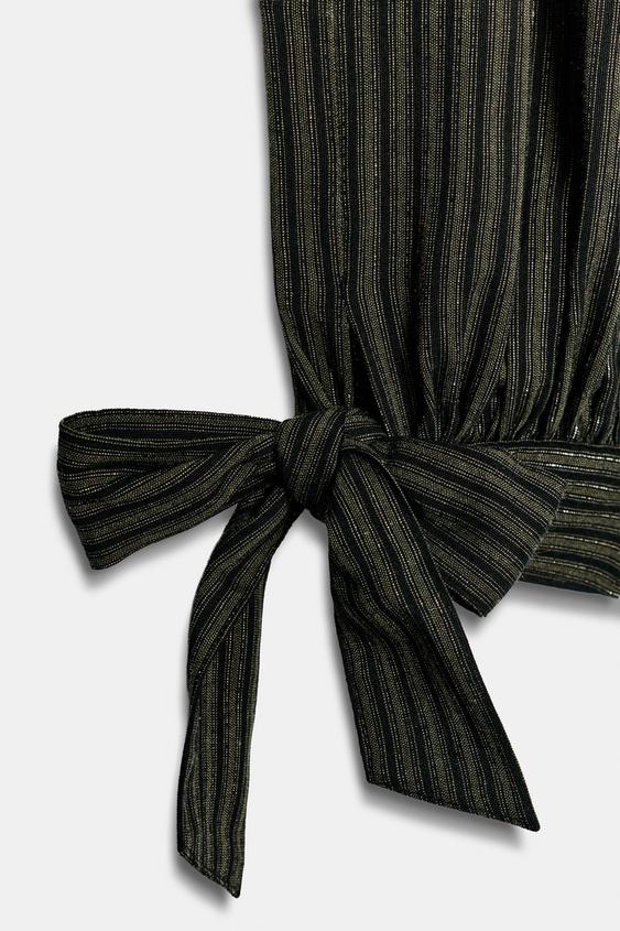 PANTALON BOUFFANT LACETS FIL MÉTALLISÉ - Noir / Vert de Zara - Image 10
