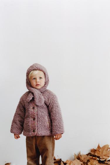 FAUX SHEARLING HAT WITH COLLAR DETAIL - Magenta by Zara