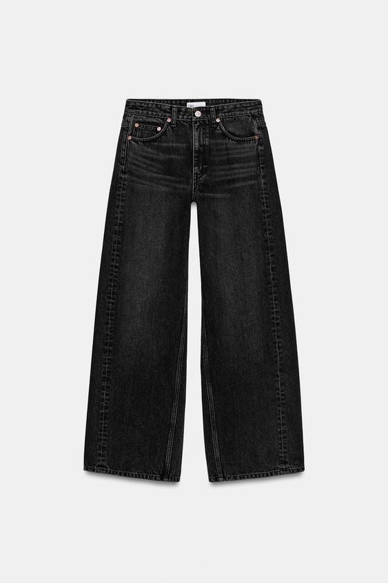 JEANS TRF WIDE LEG TIRO MEDIO - Negro de Zara - Imagen 0