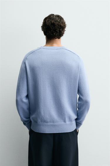 PULL EN COTON - CACHEMIRE - Bleu roi de Zara - Image 2