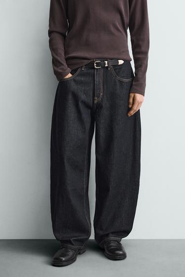 BALLOON FIT JEANS - Navy / White by Zara