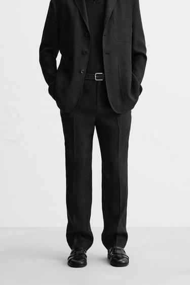 100% LINEN SUIT TROUSERS - Black by Zara