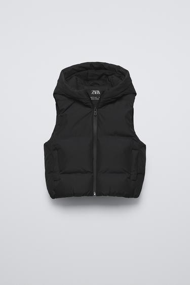 СТЬОБАНИЙ ЖИЛЕТ ІЗ КАПЮШОНОМ - Чорний Zara - Зображення 0