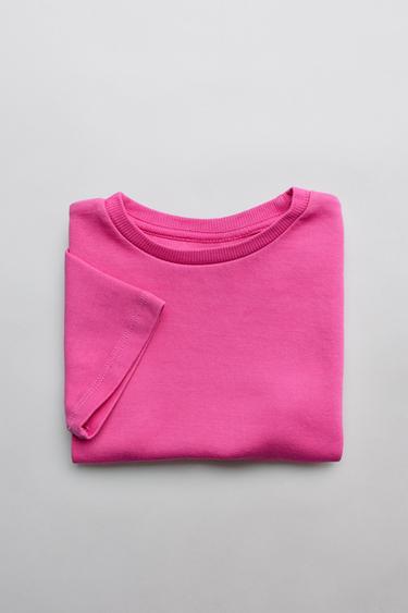 Zaras ENFÄRGAD INTERLOCK-T-SHIRT - Fuchsia