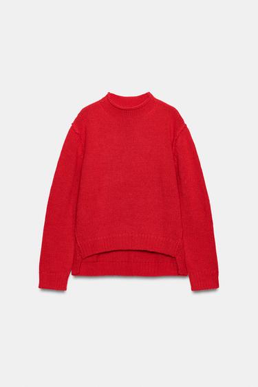 PULL EN MAILLE À COL CHEMINÉE - Rouge de Zara - Image 4