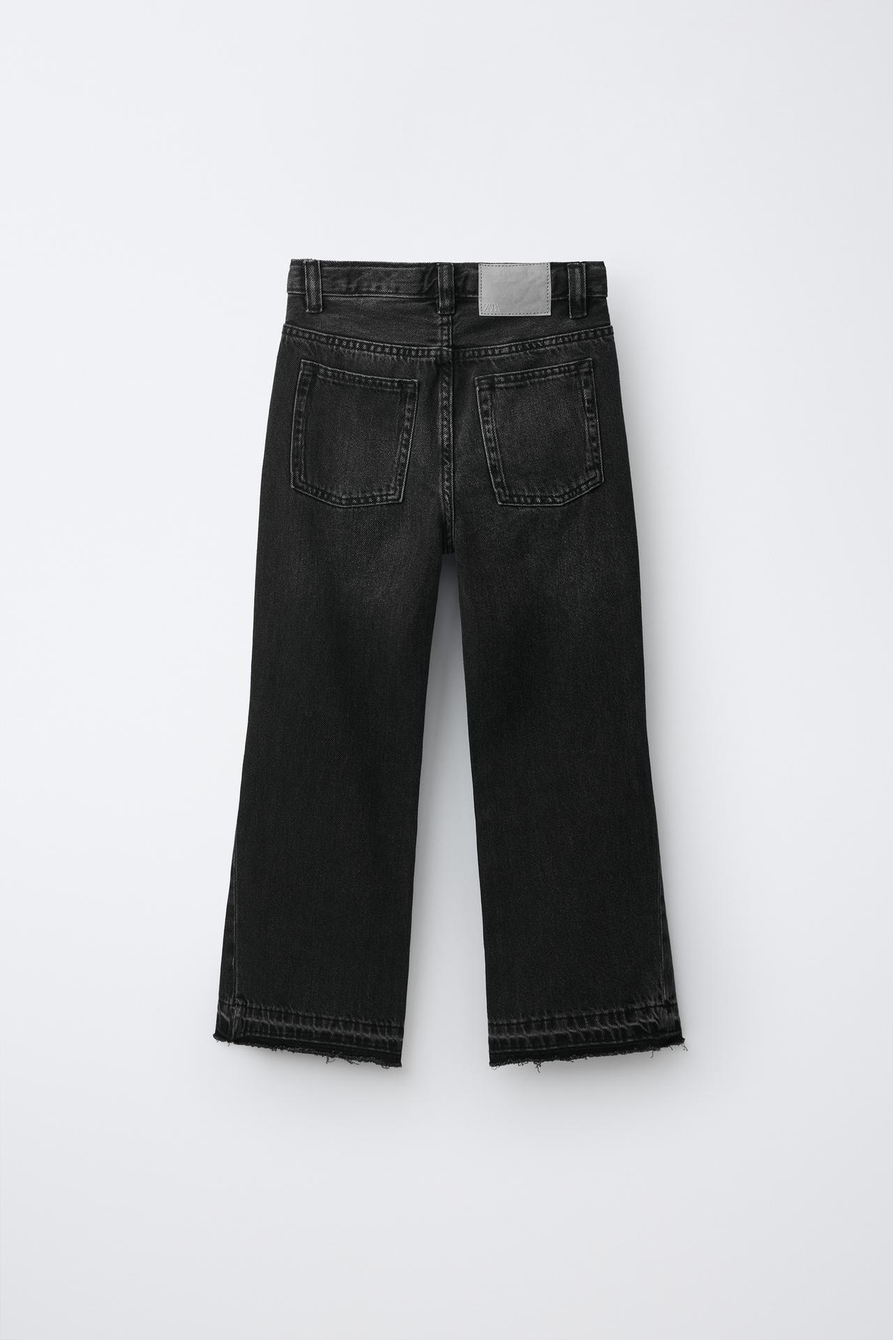 FRAYED FLARE JEANS — Black