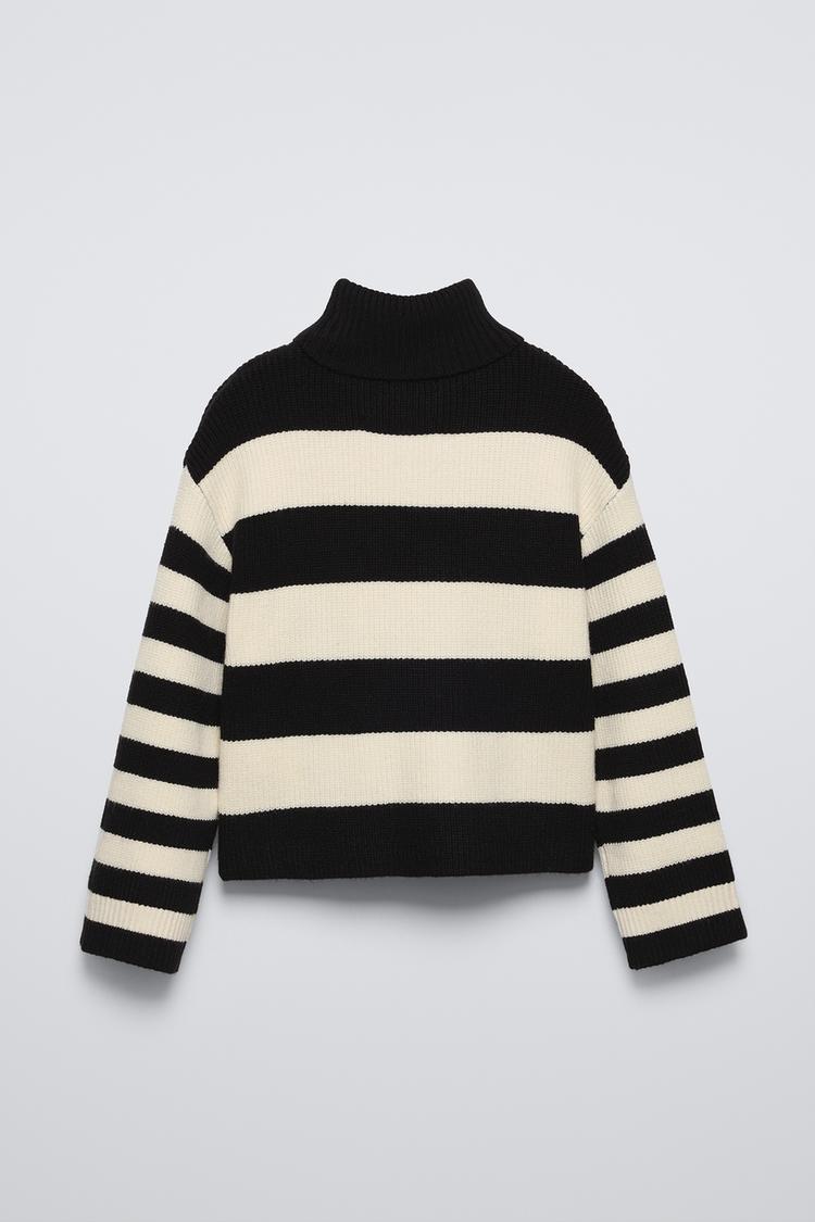 ストライプ柄タートルネックセーター - ブラック | ZARA Japan / 日本