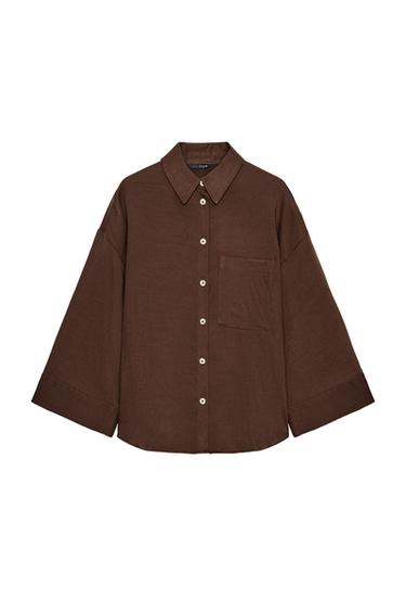 OVERSIZE WIDE SLEEVE SHIRT - Brown by Zara