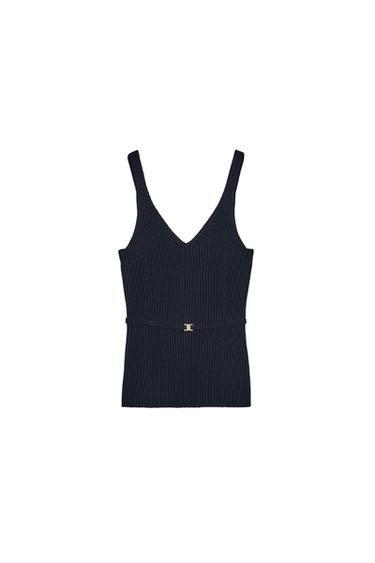 TOP PUNTO RIB CINTURÓN - Marino de Zara