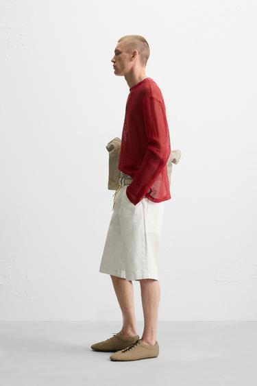 BERMUDA EN DENIM COUPE BAGGY EFFET CIRÉ - Blanc de Zara - Image 3