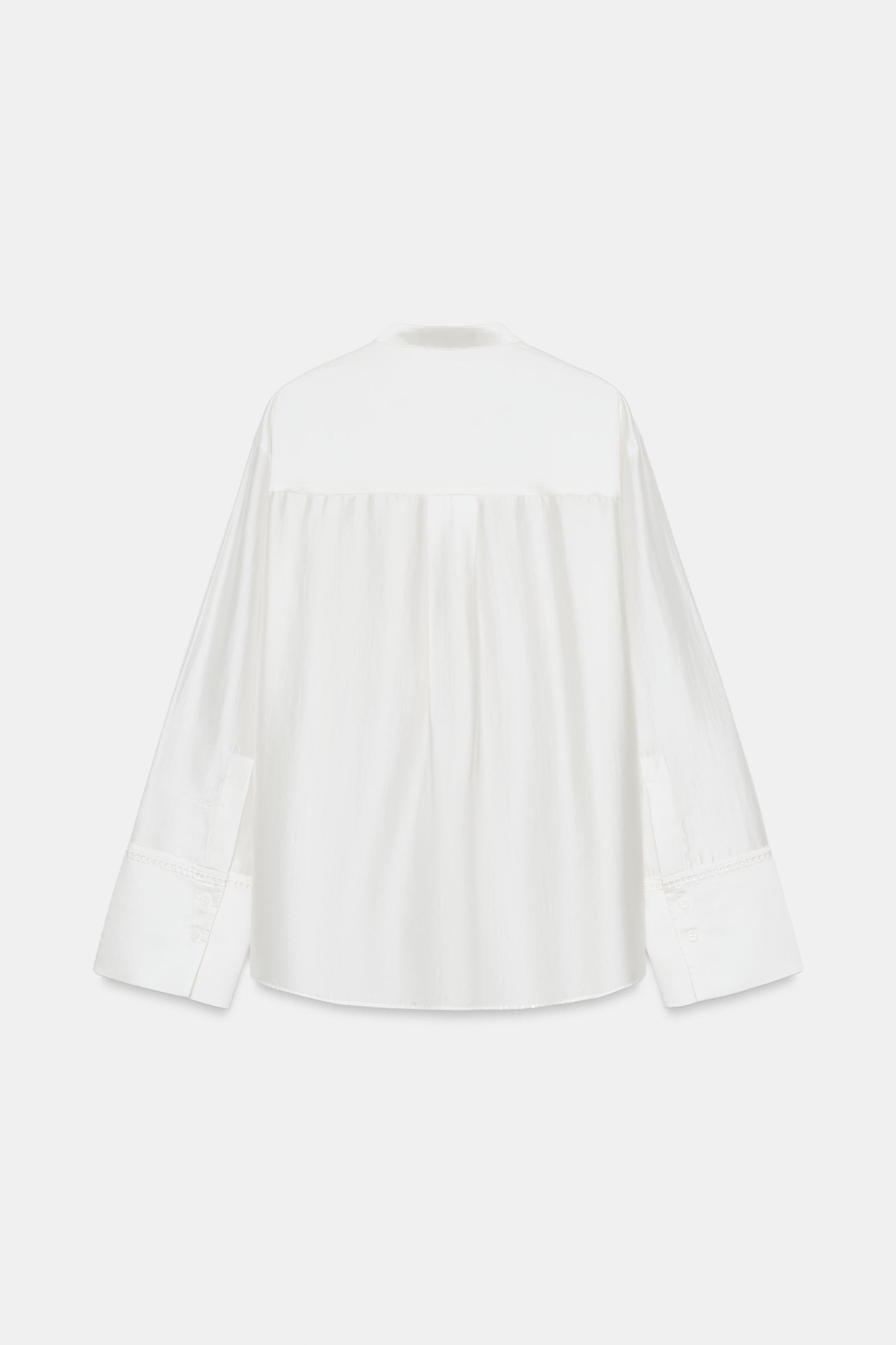 Zara İŞLEMELİ CEPLİ GÖMLEK ZW COLLECTION görsel 6