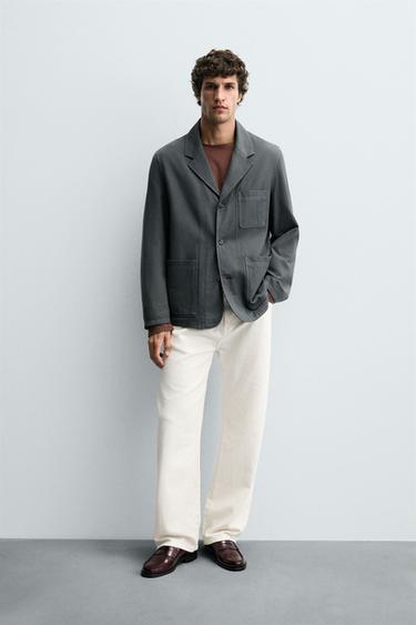BLAZER RELAXED FIT ESTRUCTURA - Gris antracita de Zara