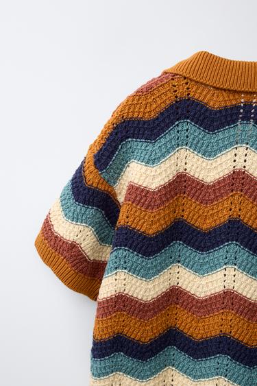 Zara CROCHET KNIT SHIRT - Multicolored