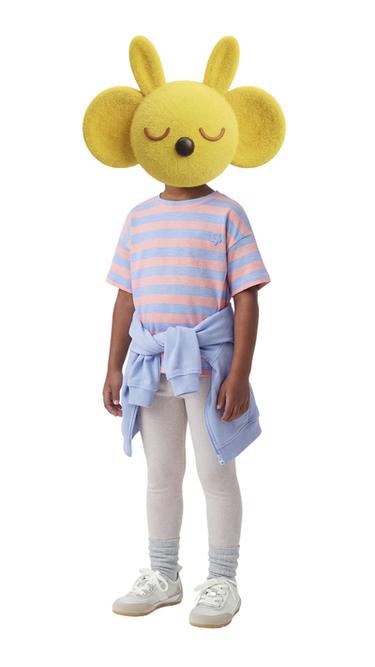 Zara STRIPED T-SHIRT WITH FLOWER PATCH - Blue marl