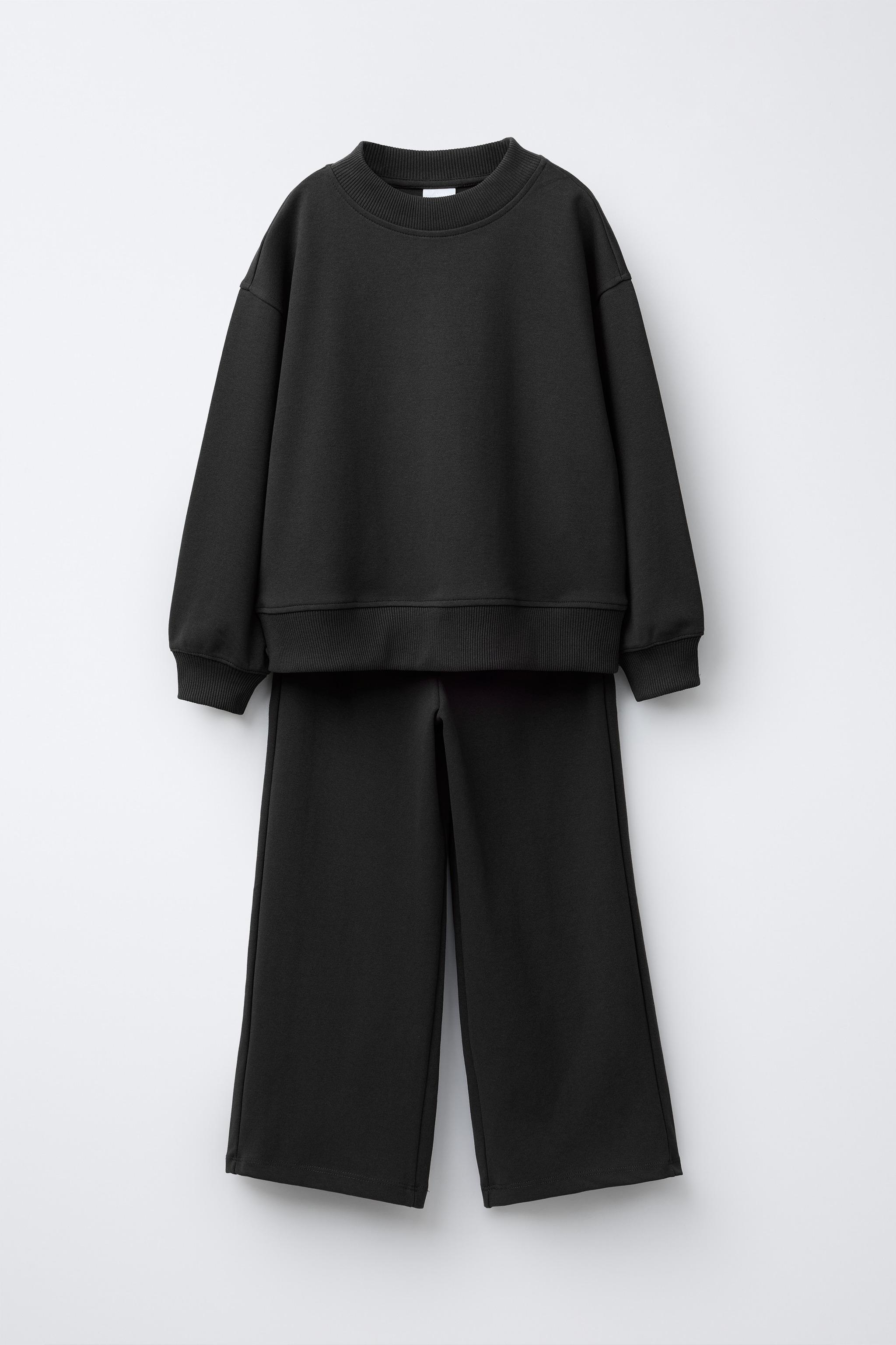 INTERLOCK SWEATSHIRT AND WIDE LEG PANTS SET