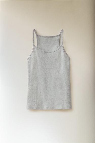 RIBBED TOP - Grey by Zara - Image 4