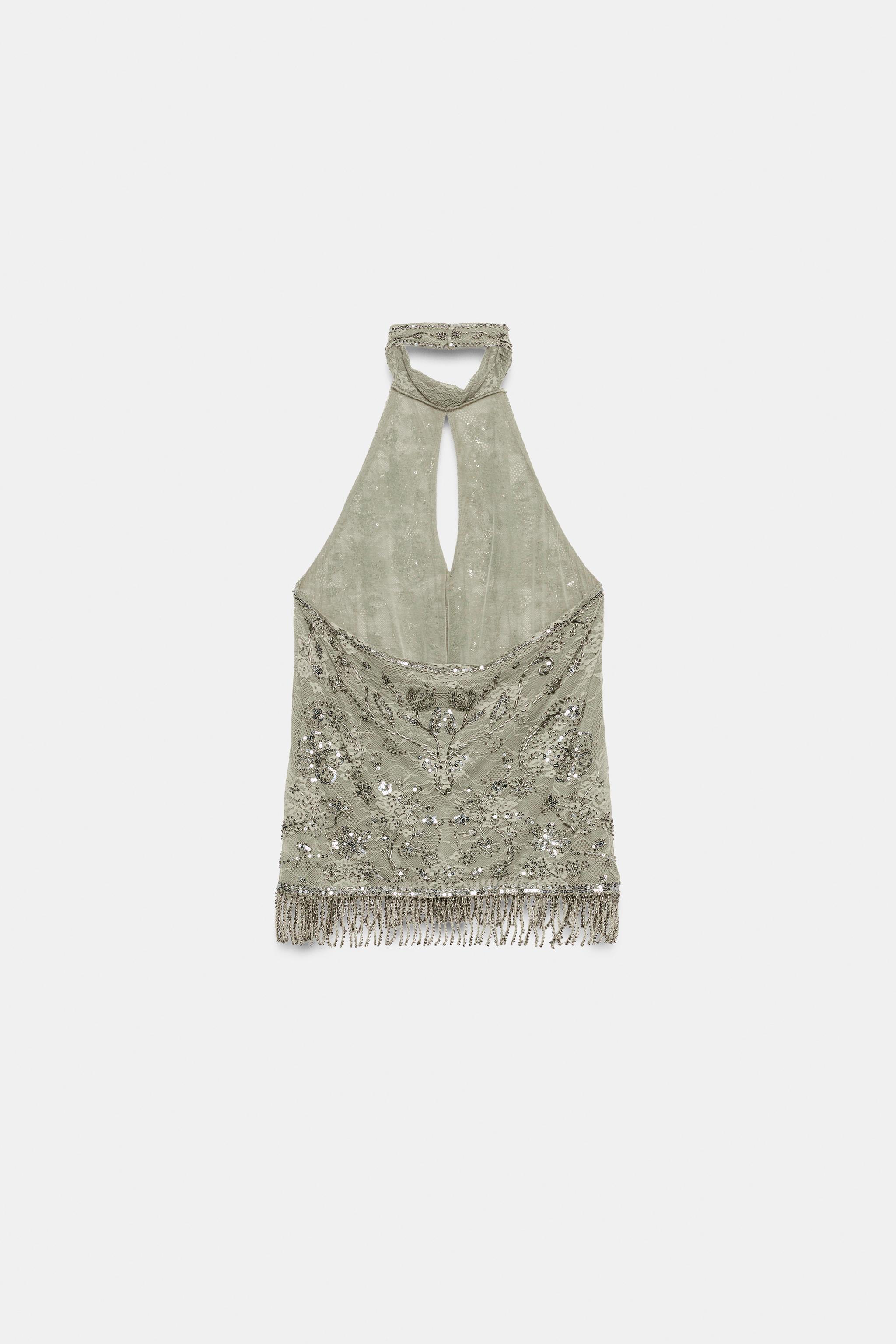 BEADED HALTER TOP