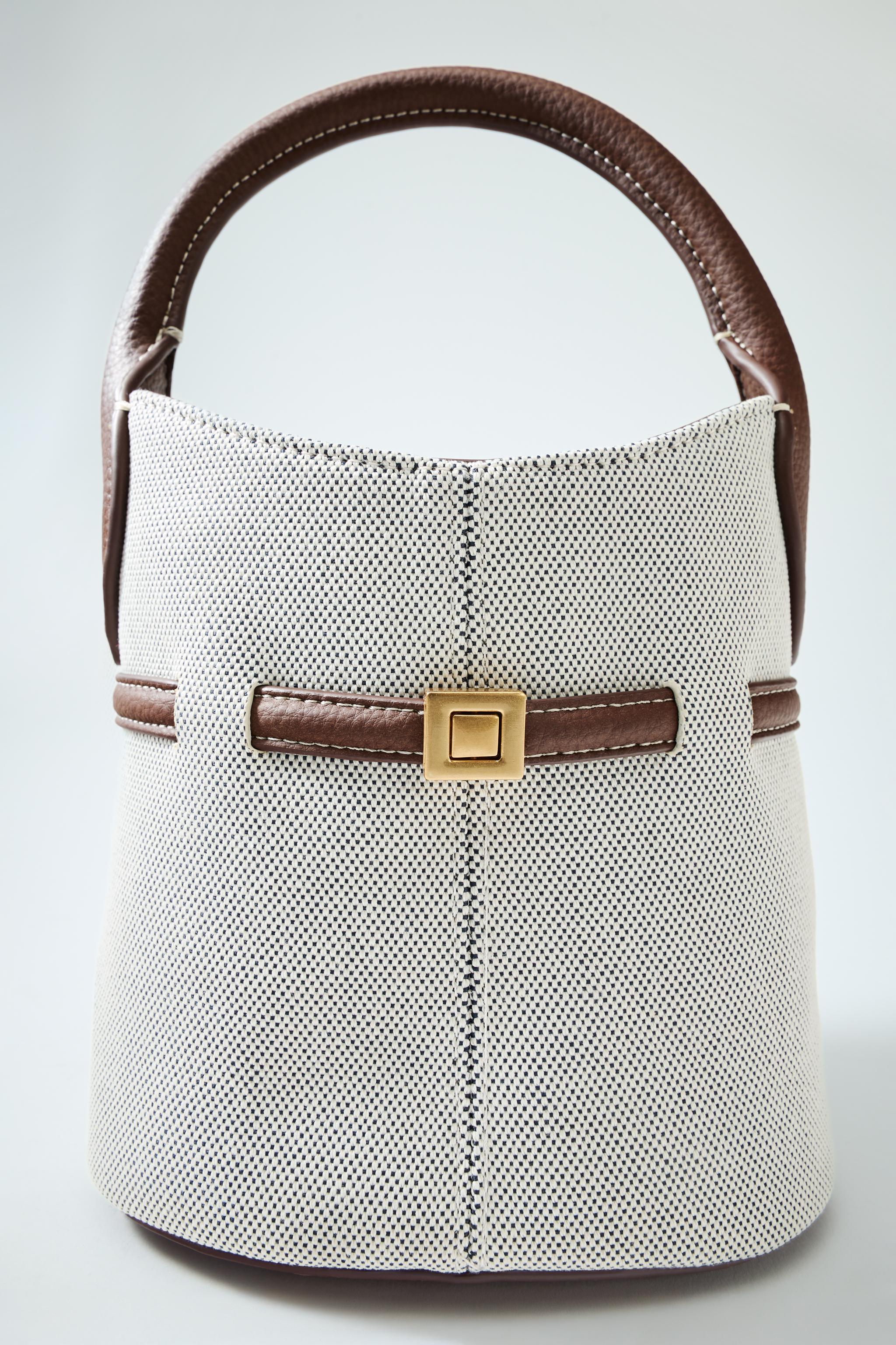 버클 캔버스 미니 버킷백