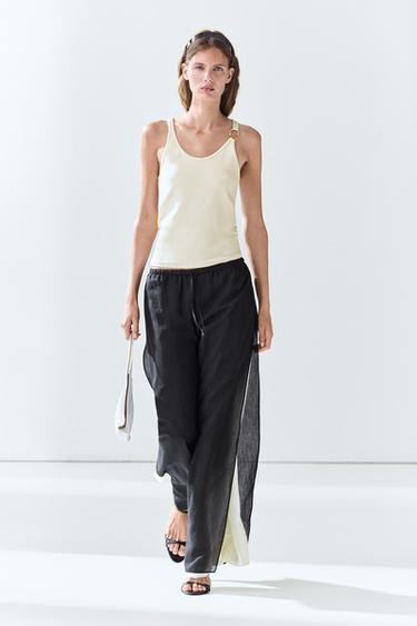 Zara Cotton blend jeweled detail top - Ecru - Image 0