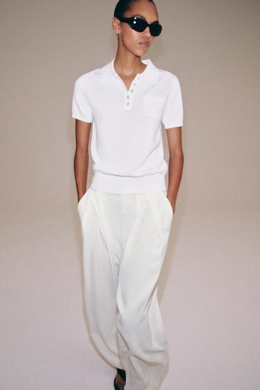 POLO EN MAILLE À MANCHES COURTES - Blanc de Zara