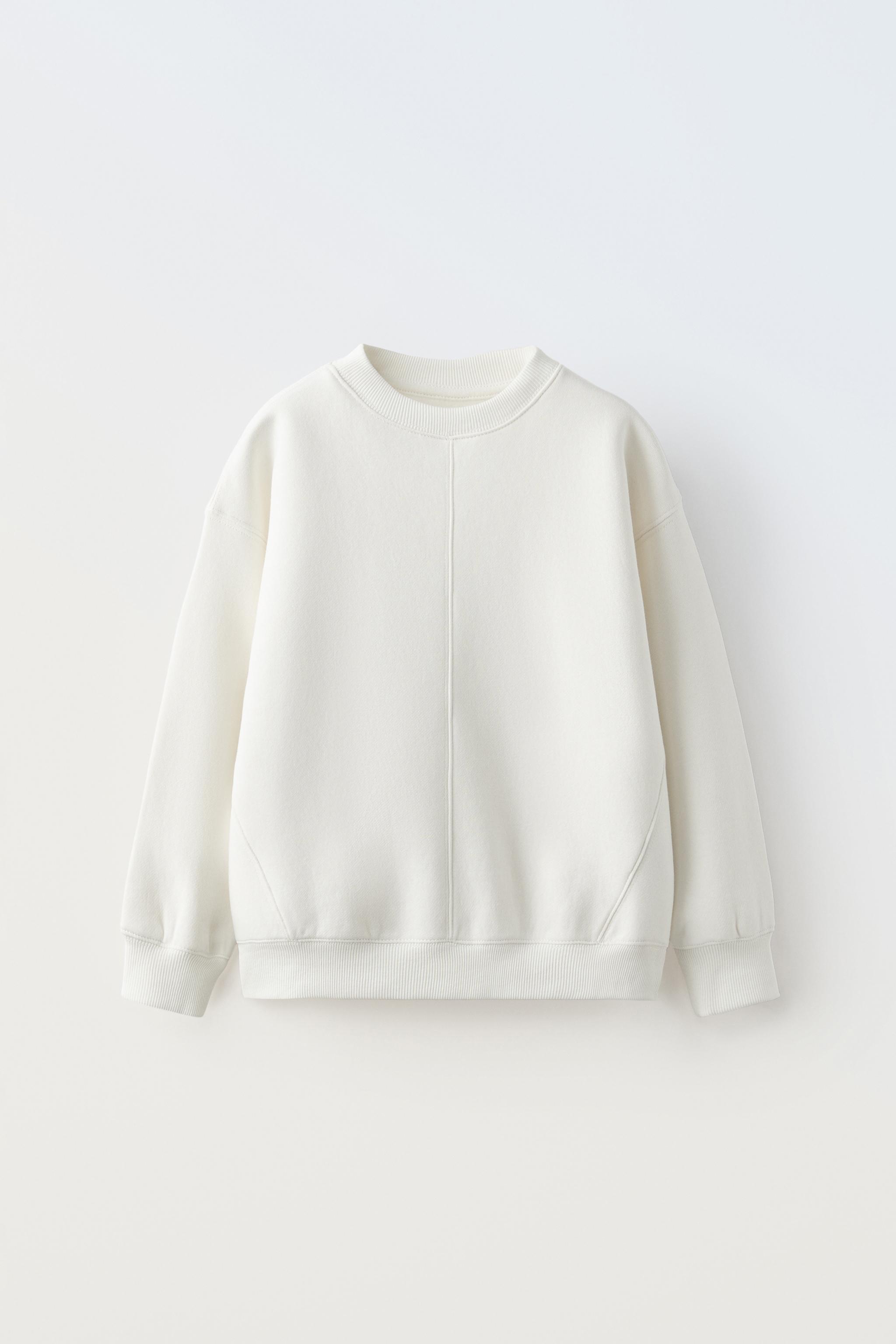 SUDADERA FELPA BASICA Blanco roto ZARA Espana