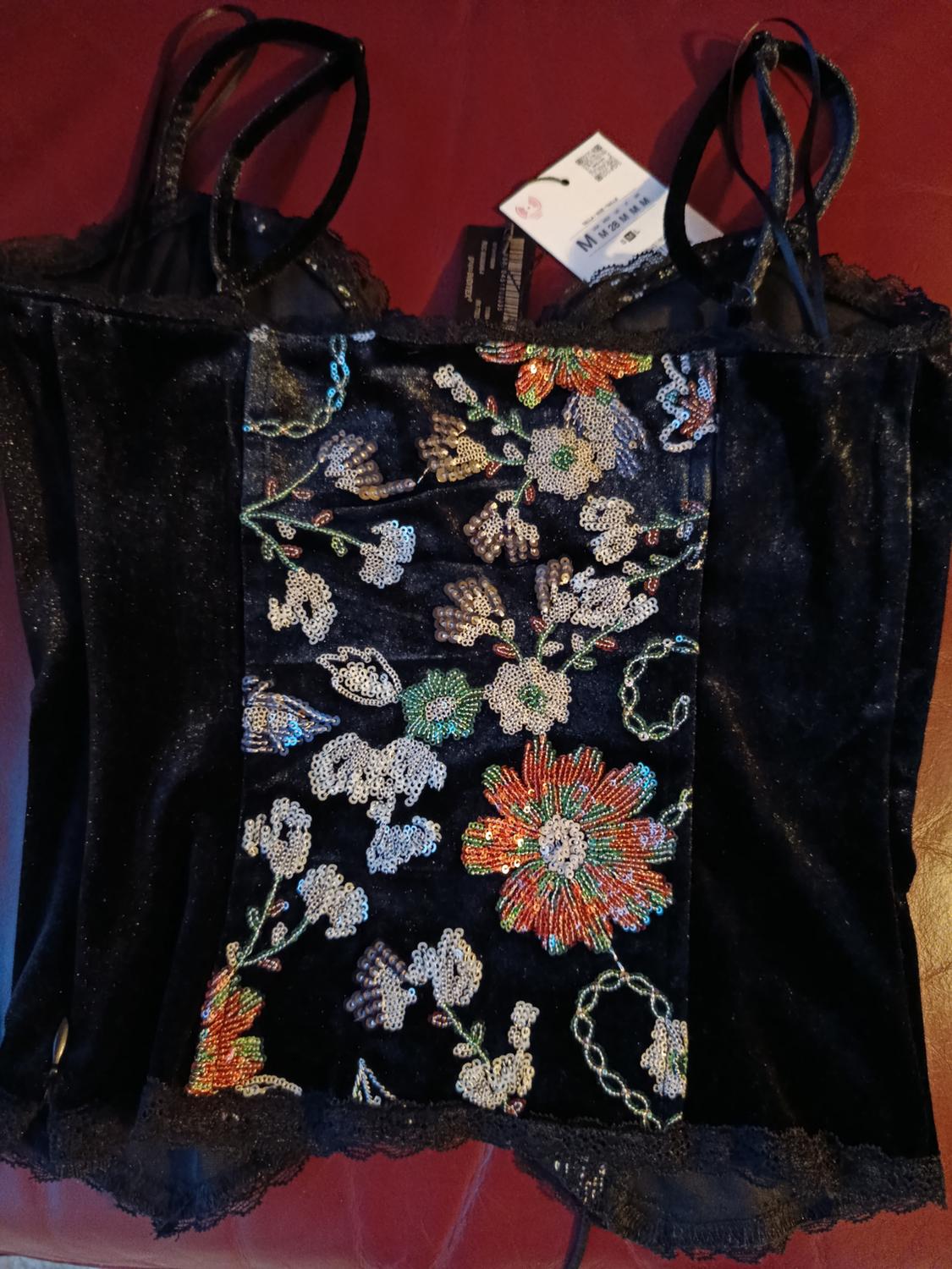 EMBROIDERED VELVET CORSET - Image 5