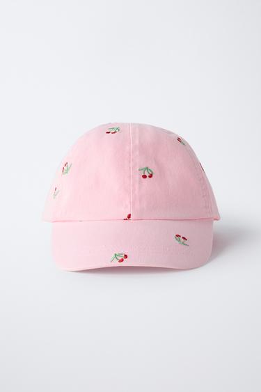 WASHED-EFFECT CAP WITH CHERRY EMBROIDERY - Pink by Zara - Image 3