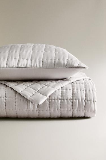 SILK COTTON QUILT - Light grey by Zara