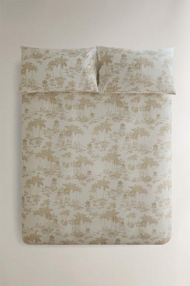 TOILE DE JOUY PALM TREE SATEEN DUVET COVER - Gold by Zara - Image 0