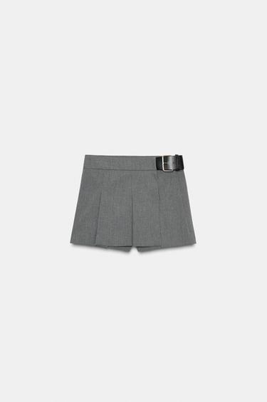 PLEATED SKORT WITH BELT - Dark grey by Zara