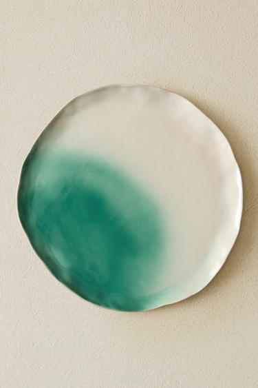 OMBRÉ STONEWARE DINNER PLATE X COLLAGERIE - Green / Ecru by Zara - Image 5