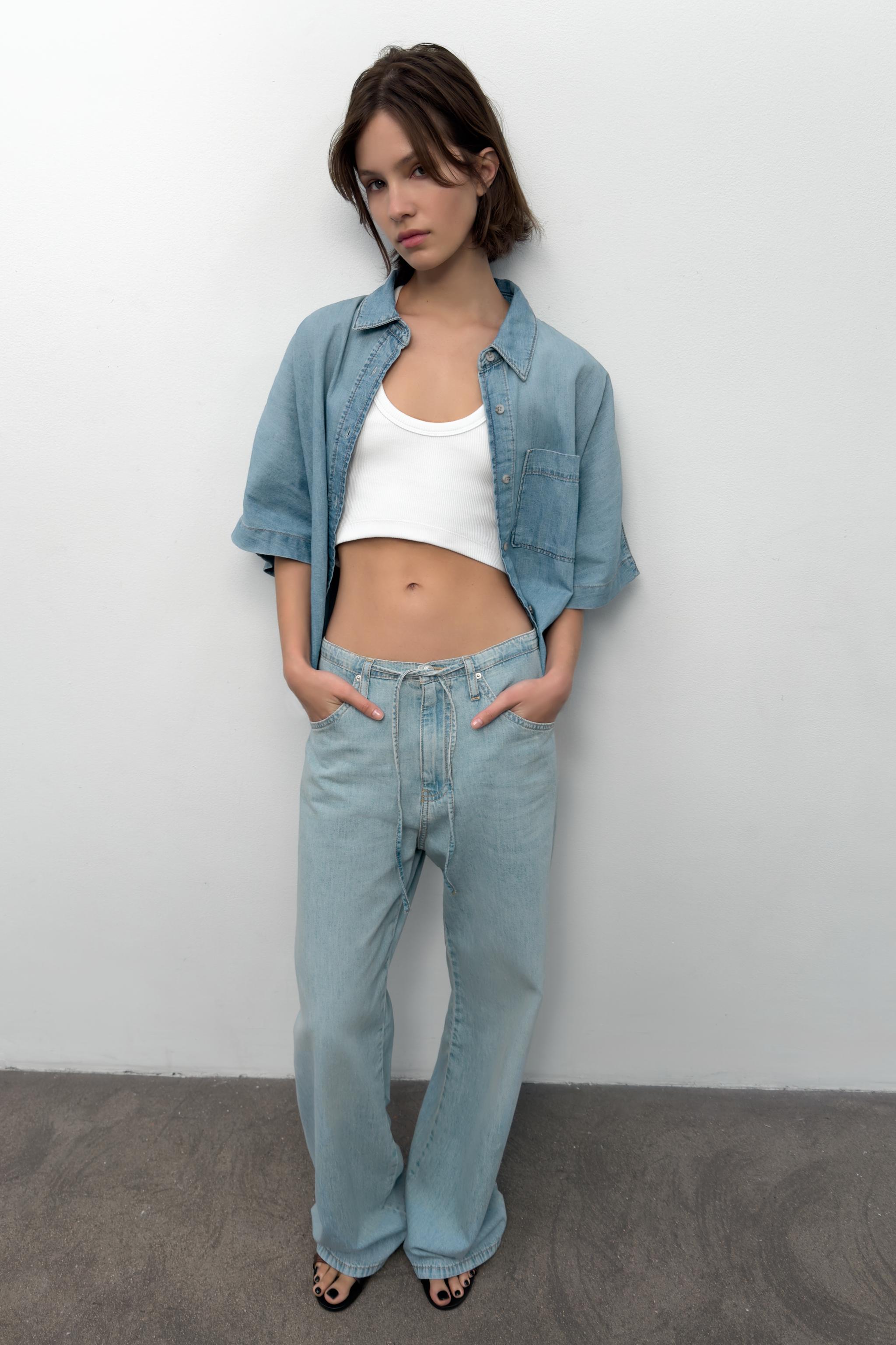 TRF FLOWY DENIM JEANS - Light blue | ZARA United States
