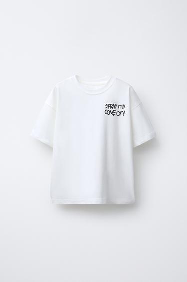 تيشرت بطبعة GRAFFITI - أبيض الخاص بـ Zara - صورة 0