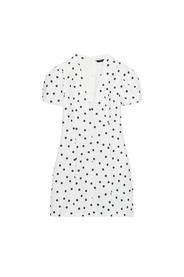 SHORT PUFF SLEEVE DRESS - Black / White by Zara