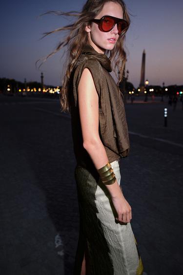 TOP FLUIDE FOULARD - Kaki foncé de Zara - Image 2