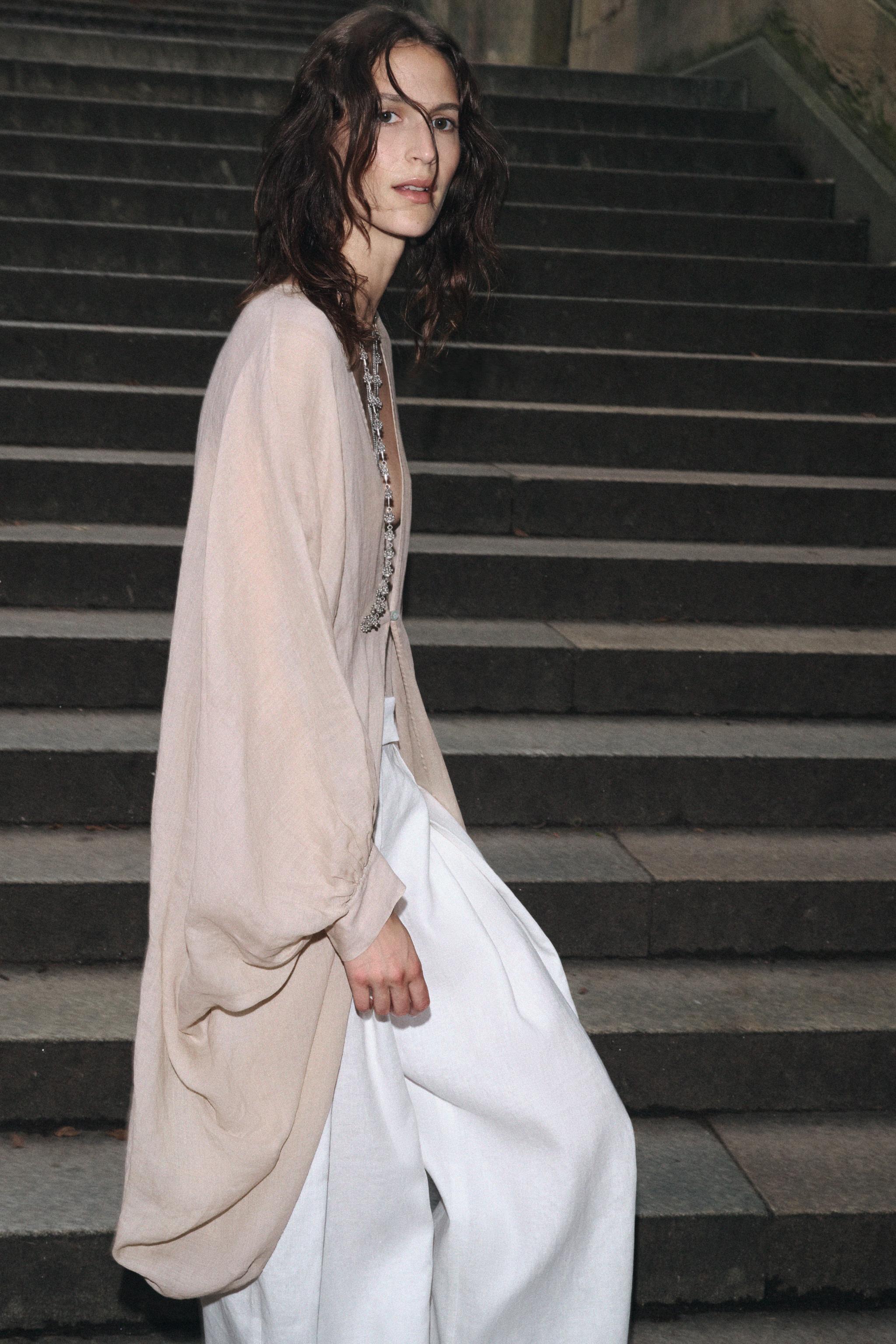 ZW COLLECTION LONG RAMIE TOP - Beige-pink | ZARA United States