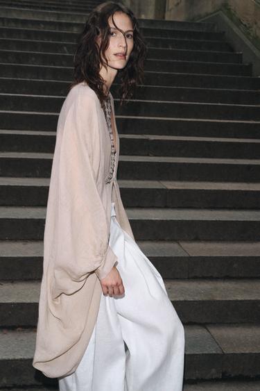 TOP LONG EN RAMIE ZW COLLECTION - rose poudré de Zara - Image 5