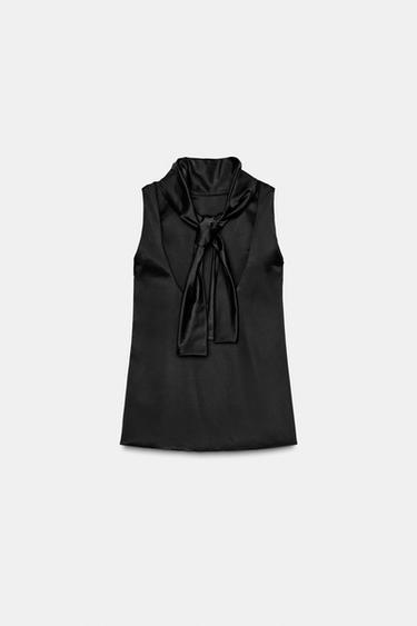 TOP SATINÉ SANS MANCHES ZW COLLECTION - Noir de Zara - Image 9