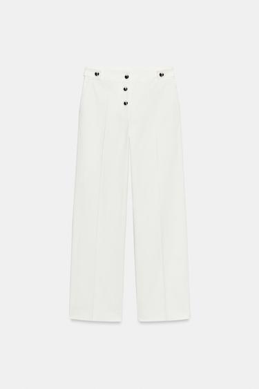 TROUSERS WITH METAL BUTTONS - Ecru by Zara