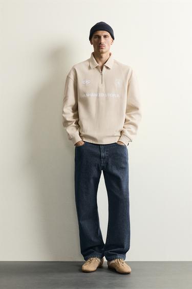 POLO CANELADA RELAX FIT ESTAMPADA - Cru da Zara - Imagem 0