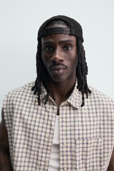 CHEMISE DÉBARDEUR BOXY FIT À CARREAUX - Beige de Zara - Image 5