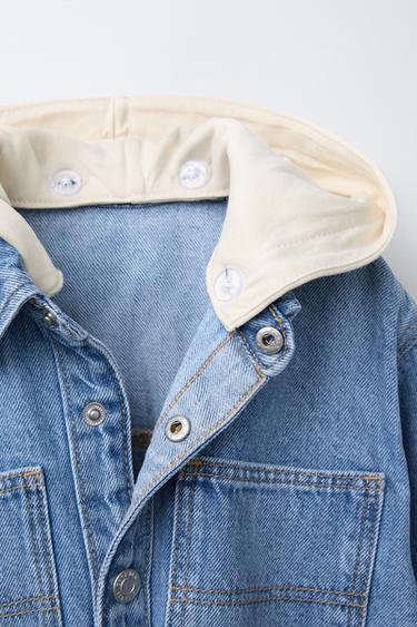 SURCHEMISE EN DENIM CAPUCHE AMOVIBLE - Bleu moyen de Zara - Image 3
