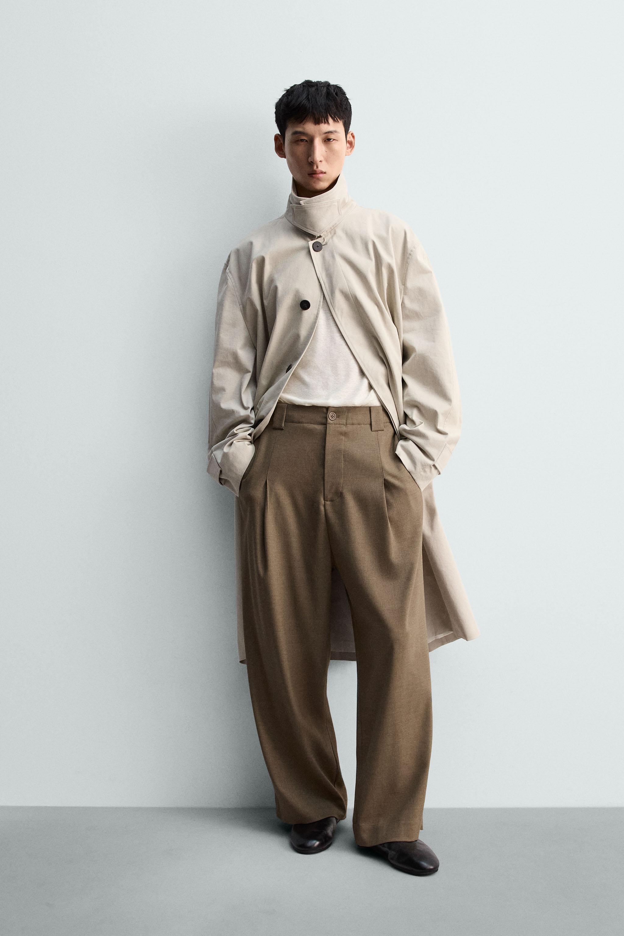 プリーツ入りバルーンフィットフルイドパンツ - きつね色 | ZARA Japan