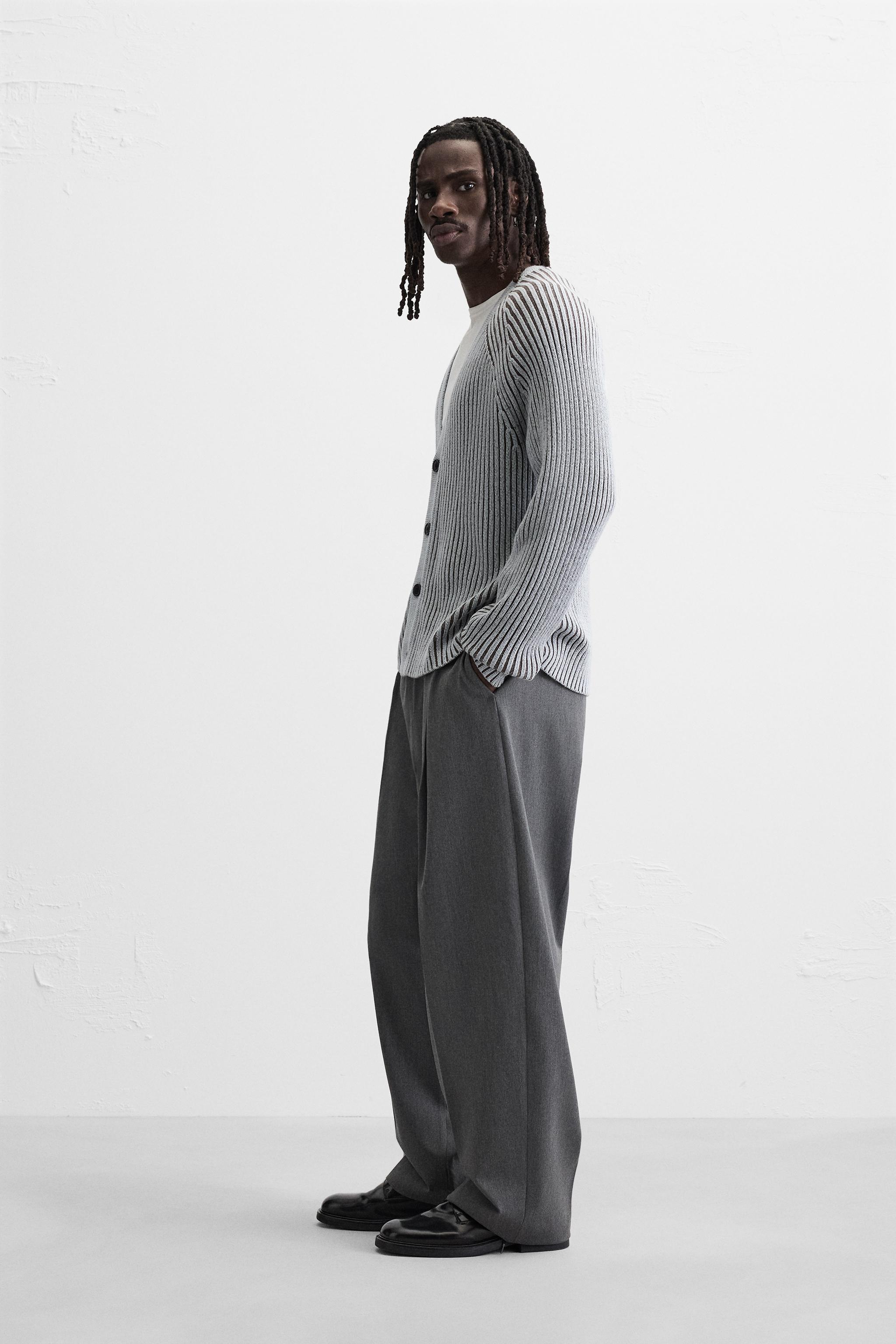 コントラストリブカーディガン - ブルー | ZARA Japan / 日本