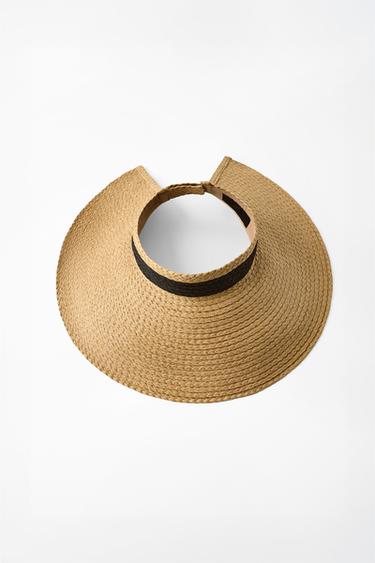 Zara CONTRAST BAND BRAIDED VISOR - Light beige