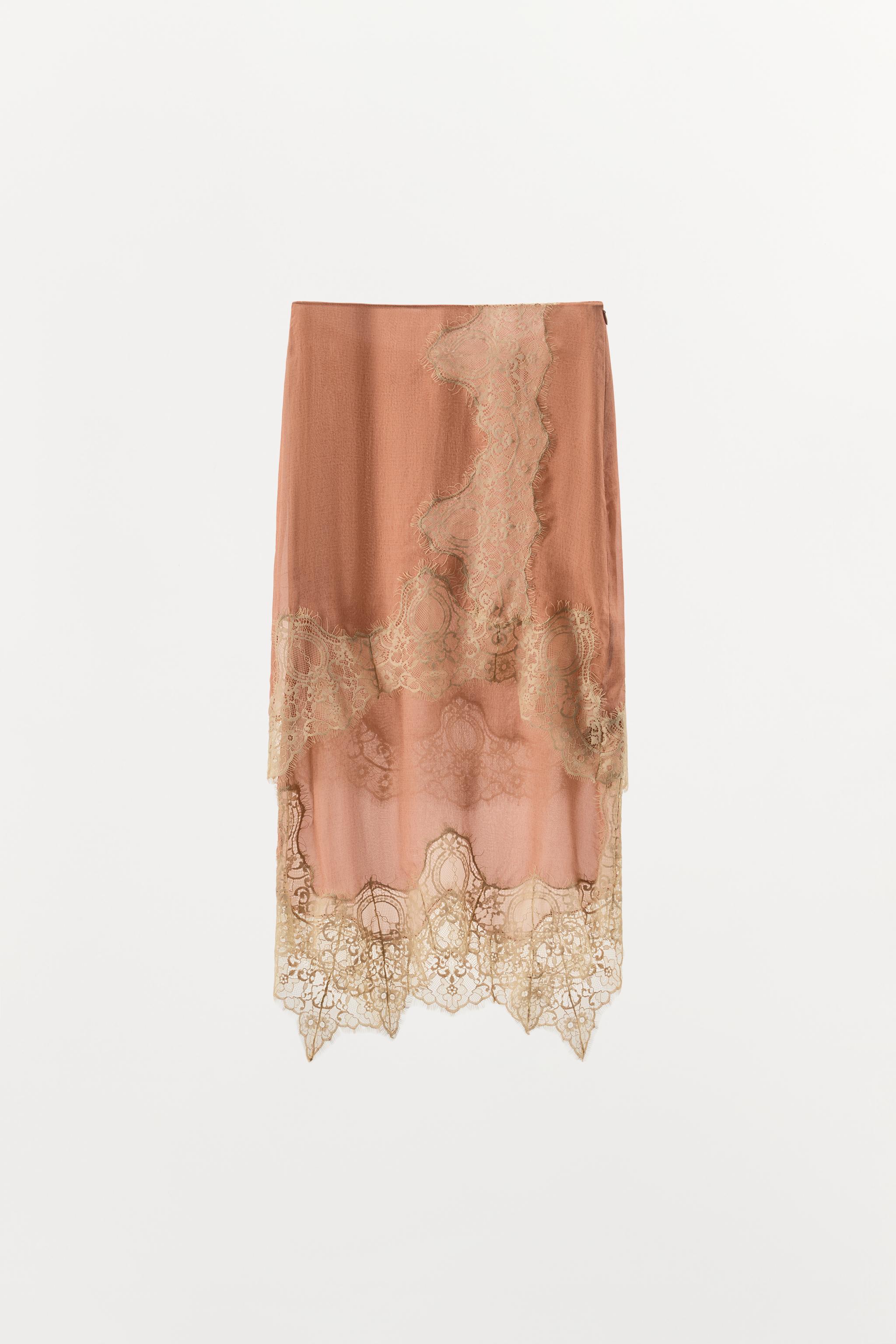 CONTRAST LACE GEORGETTE SKIRT