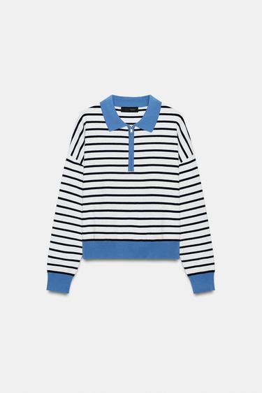 STRIPED KNIT POLO SHIRT - striped by Zara